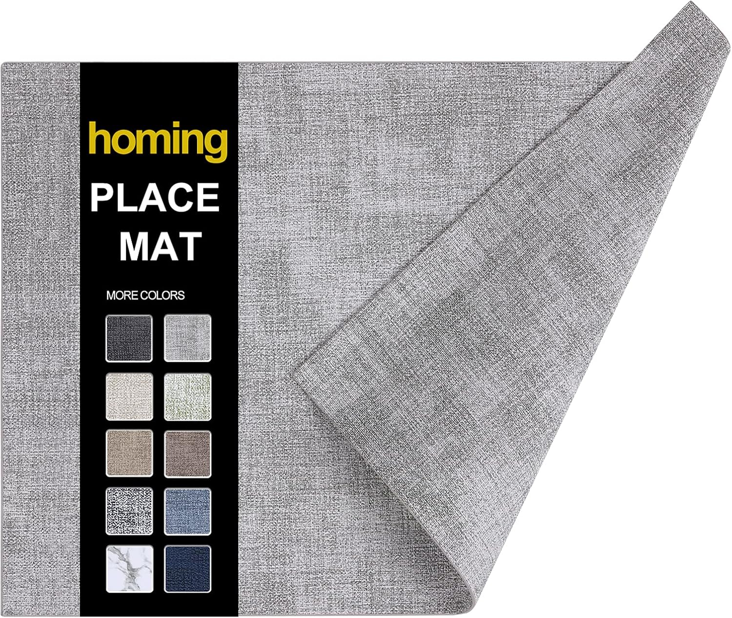 homing Faux Leather Heat Resistant Placemats Set of 6 – Waterproof Wipeable Place Mats for Dining Table, Easy to Clean Kitchen Light Grey Table Mats: Kitchen & Dining