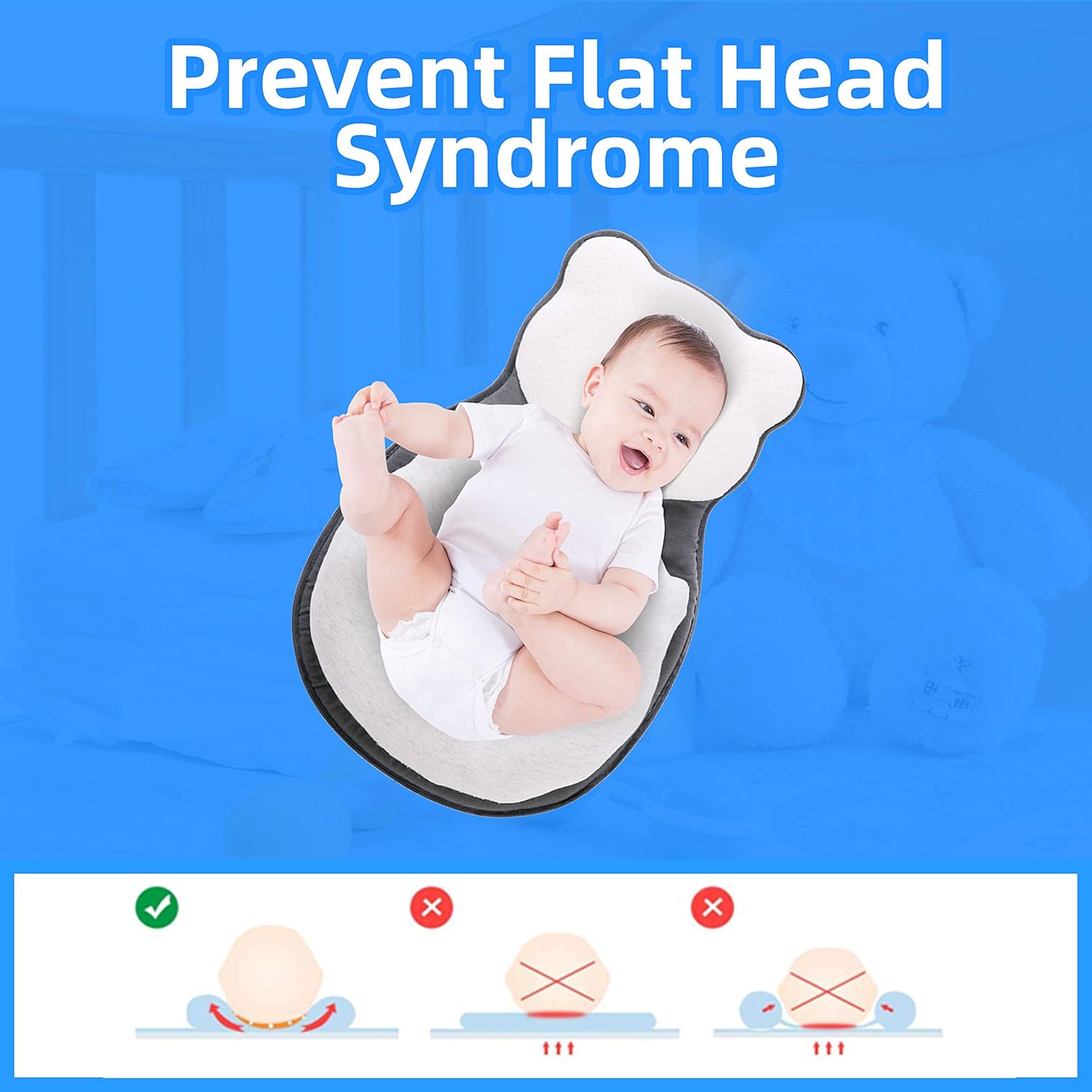 Comfortable Baby Sleep Positioner Pillow Crib Support Travel Folding