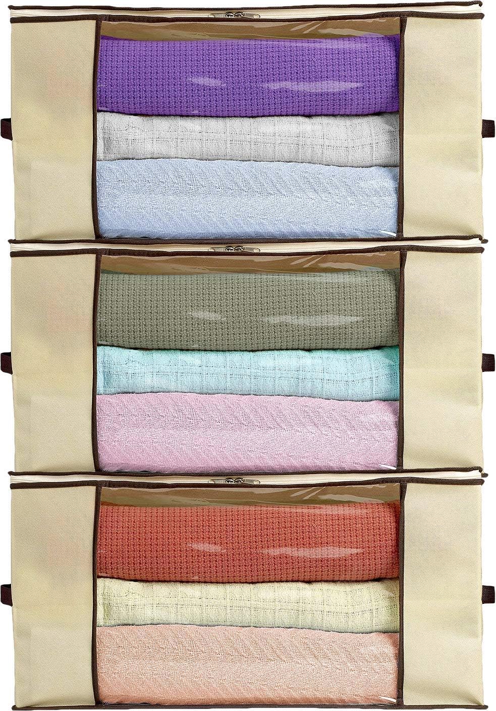 Blankets Clothes Storage Bag Closet Organization | Linen Blanket Storage Sweater Storage Duvet Storage Bags Clear Transparent Window (3)