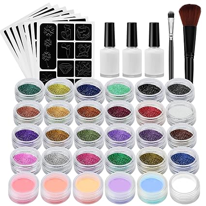 Tattoo-Kit, temporäre Glitzer Tattoo Make Up Körper Glitzer Kunst Design für Kinder Teenager Erwachsene, mit 24 Farben der Gl