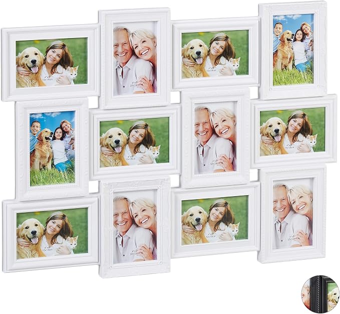 SPRINGOS Bilderrahmen Fotocollage Für 14 Fotos – 118x36 Cm, Querformat, Moderne Wandmontage