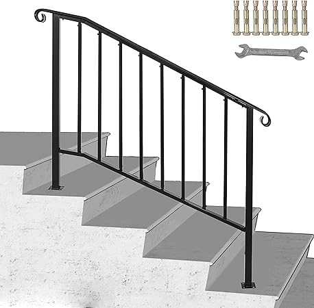Happybuy Handrail Picket 3 Fits 3 Or 4 Steps Matte Black Stair