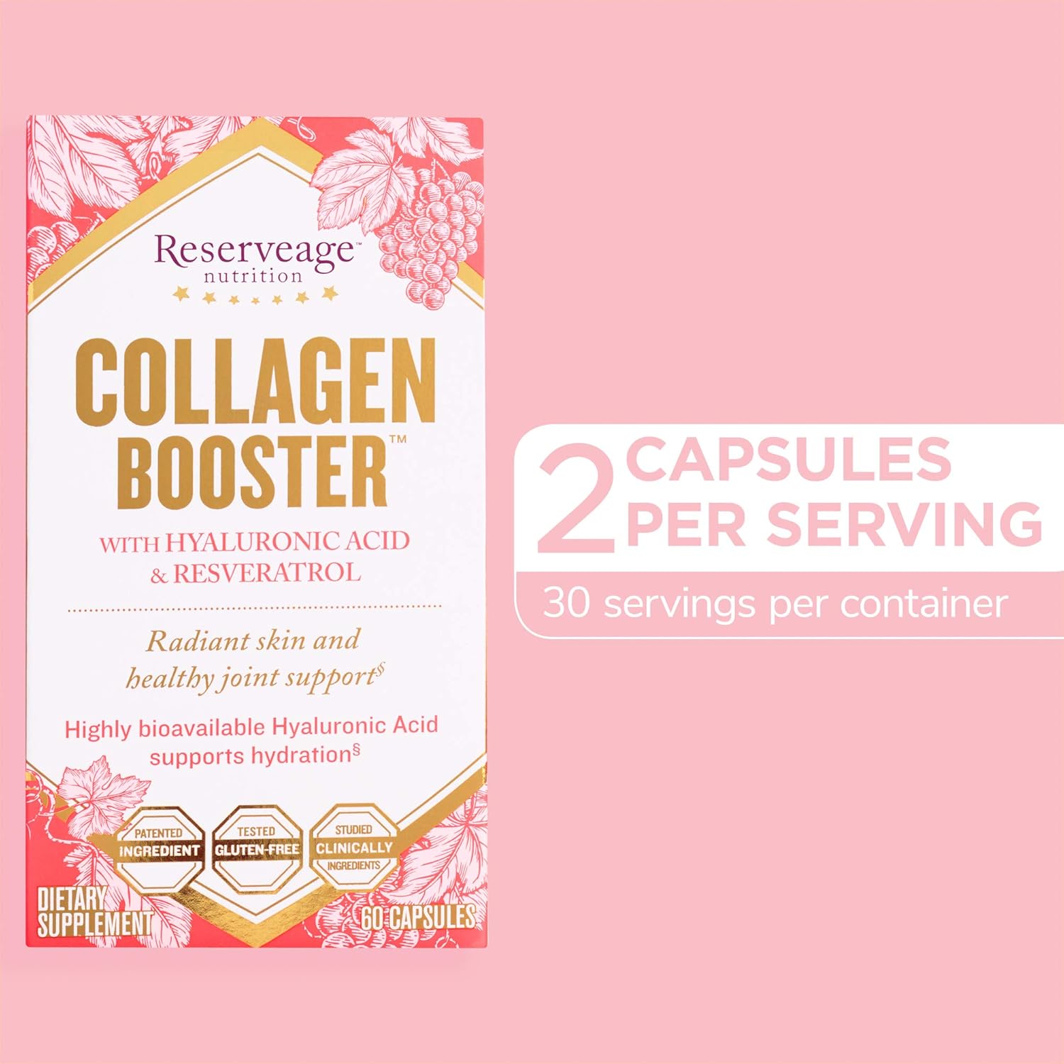 Reserveage, Collagen Booster, Skin and Joint Supplement, Supports Healthy Collagen Production, 60 capsules (30 servings) : Collagen Mineral Supplements : Beauty