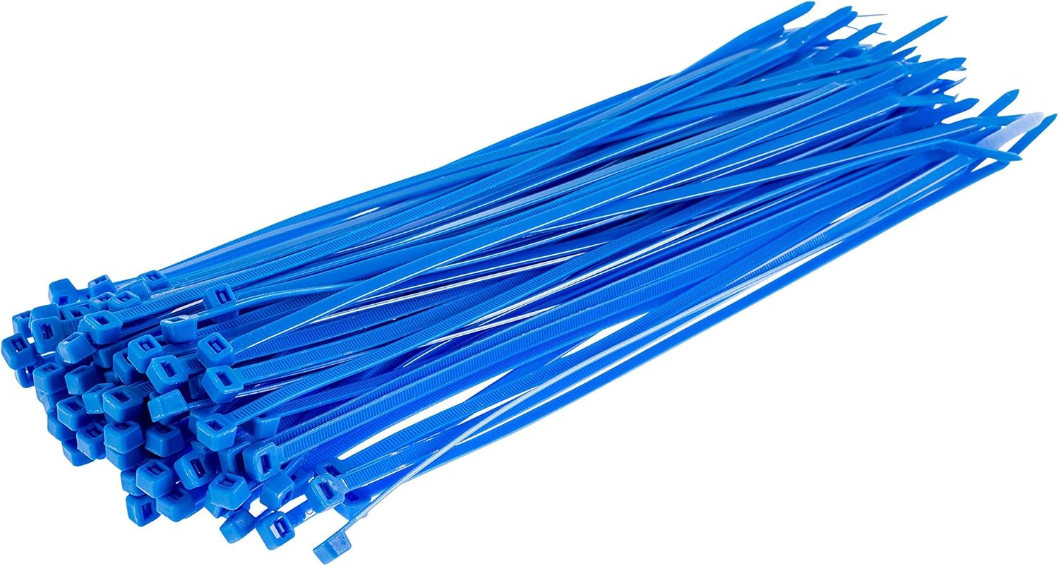 GTSE Blue Cable Ties, 300mm x 3.6mm, Pack of 100, 12” Premium Nylon Zip Ties, Multi-Purpose Plastic Tie Wraps
