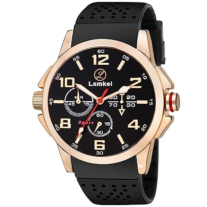 Imported Chronograph Display Black Dial Black Silicone Strap Men�s Watch � LMK-0034