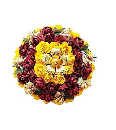 Buy Foreign Holics Yellow Paper Flower Juda Hair Bun Maker Gajra