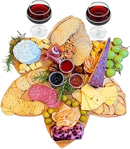 Unique Bamboo Lotus Cheese & Meat Charcuterie Serving Platter by Drop Green - Mixed-Use Board For Every Occasion - Perfect Gift For Christmas, Housewarming, Birthdays, Anniversaries, Couples