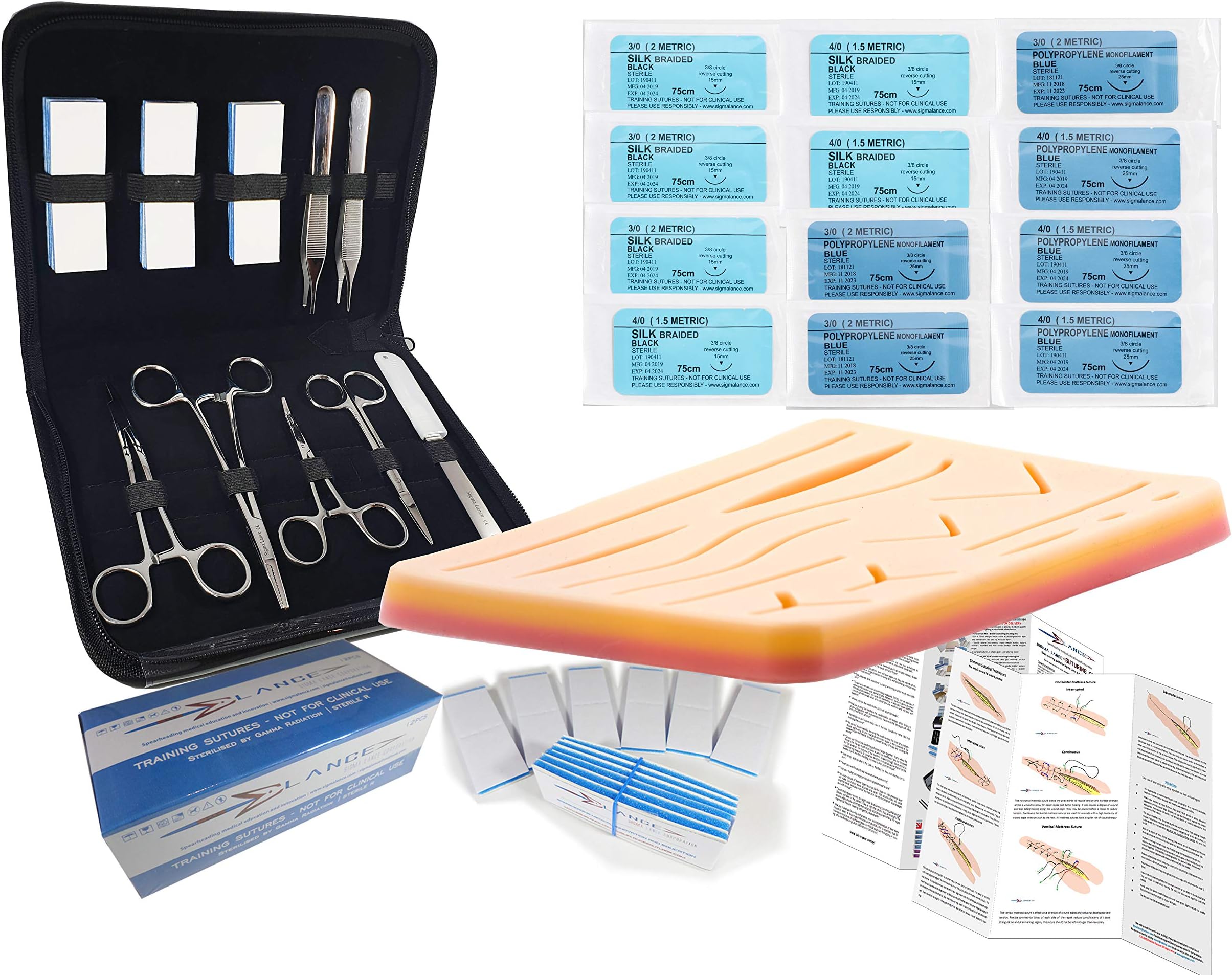 Suture Kit - Sigma Lance Edge Mark IV - LATEST DUAL MESH MODEL 2020 - Complete Suturing Training