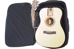 Journey Instruments Solid Sitka Travel Guitar – OF422 Traveling Acoustic-Electric Guitar with Collapsible Patented System – Portable Backpack Case (Overhead)