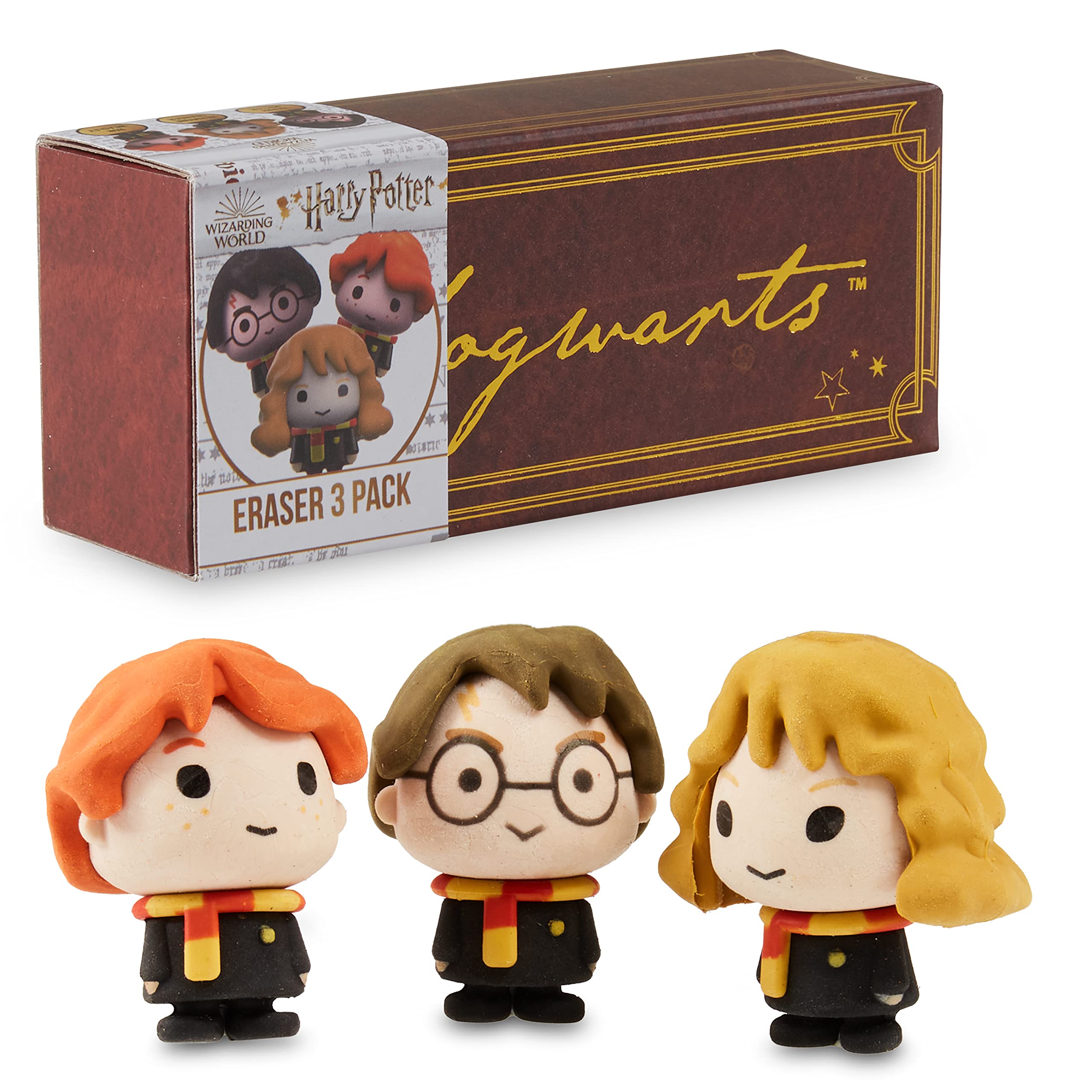 Harry Potter Harry Ron Hermione Set of 3 Novelty Erasers for Children – Gift Idea Goodies Collection