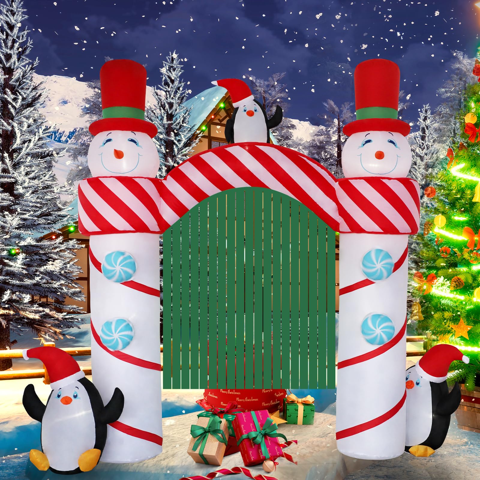 Photo 1 of HZGDEJTG 10ft Christmas Inflatable Outdoor Decorations, Snowman Arch Inflatable Yard Decorations with LED Lights for Indoor Outdoor Patio Garden Christmas Decoration
