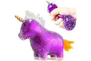 KAWAITE Unicorn Squishy Stress Ball Fidget Toy | Stretch and Squeeze, Stress Balls for Adults, Party Favors | Animal Dough Ball, Stress Relief Gifts for Autism, ADHD, OCD (Purple)