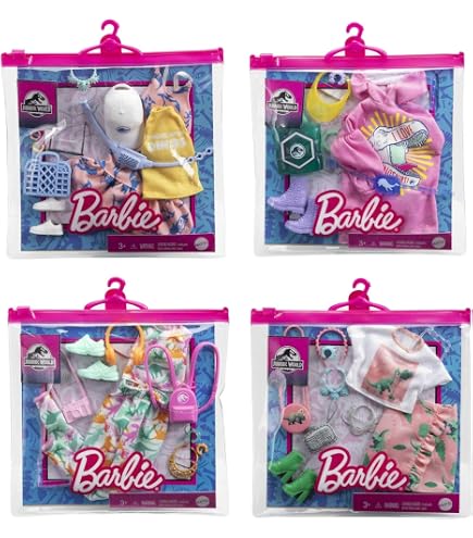 Barbie Collection De Vêtements 2 Packs – Tenues Tendance Ajustement Universel – Mode Jour Et Nuit – Dès 3 Ans – GWF04-HYV05