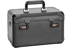 LOCKCURX Secure Security Lock Boxes - Safe Combination Lock Box, Storage for Documents, Mesh Pocket & Adjustable Compartments, Store Valuables, Tools & Money【XX-Large】 17.2 x 10.6 x 10.4 Inch - Black