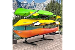Danrelax Kayak Storage Rack, Kayak Racks for Outdoor Storage: Heavy Duty Steel Adjustable Freestanding Stand for Canoes, Paddleboards, Surfboards - Ideal for Indoor, Outdoor, Garage, Shed, Dock