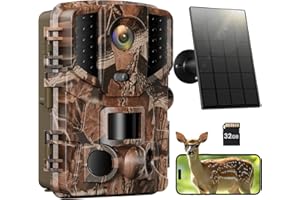 Solareye Trail Camera WiFi - 64MP 4K Game Camera with Night Vision Motion Activated with 32GB SD Card,120° Detection Angle,Built-in 5000mAh Battery 0.2s Trigger Speed IP66 for Wildlife Monitor (US)
