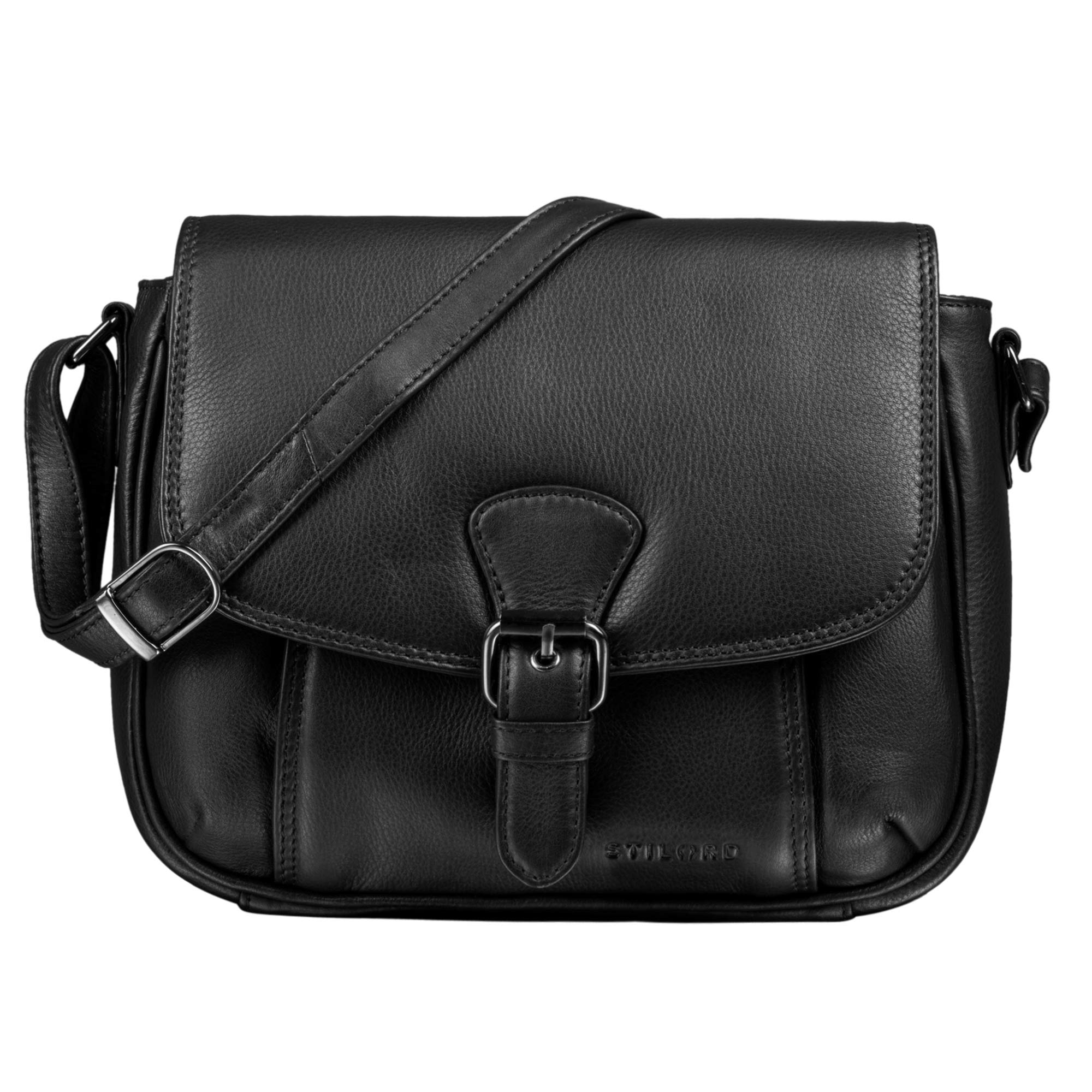 STILORD "Violeta Elegant Leather Handbag Ladies Small Vintage Shoulder bag for Going Out Classic Evening Bag Tote Genuine Leahter Colour:black