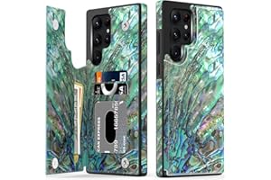 LETO Galaxy S23 Ultra Case,Flip Folio Leather Wallet Case Cover with Fashion Designs for Girls Women,Card Slots Kickstand Phone Case for Samsung Galaxy S23 Ultra 6.8" Green Oyster Shell