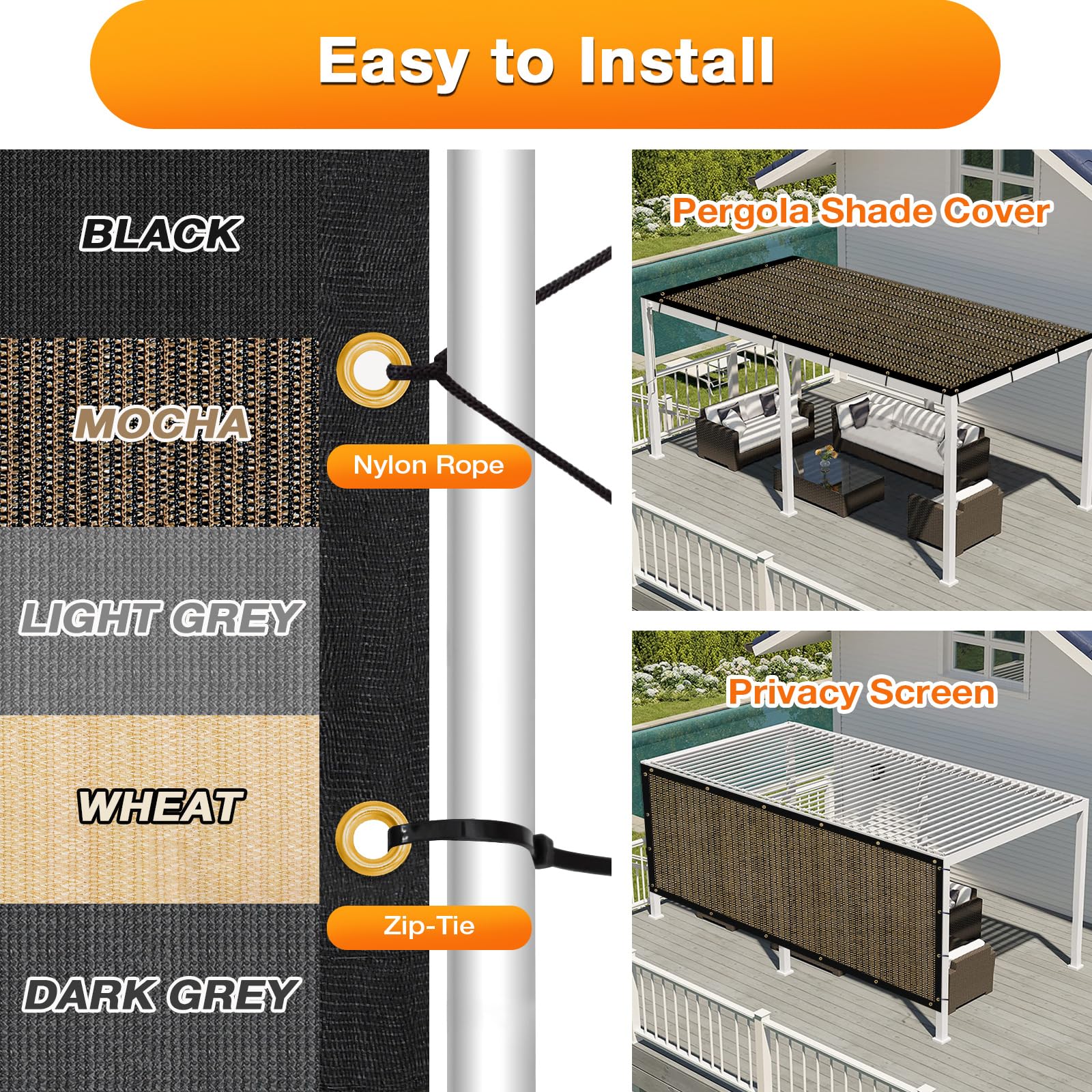 Artpuch Outdoor Pergola Shade Cover 5x9 FT Sun