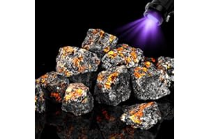 Maasechs 300g Yooperlite Stone Flame Stone 0.67lb Crystal Glow by UV Reactive Natural Raw Rough Yooperlite Bulk for Gift Healing Tumbling Fountain Rock Decoration Handicrafts Art Craft(Classic Style)