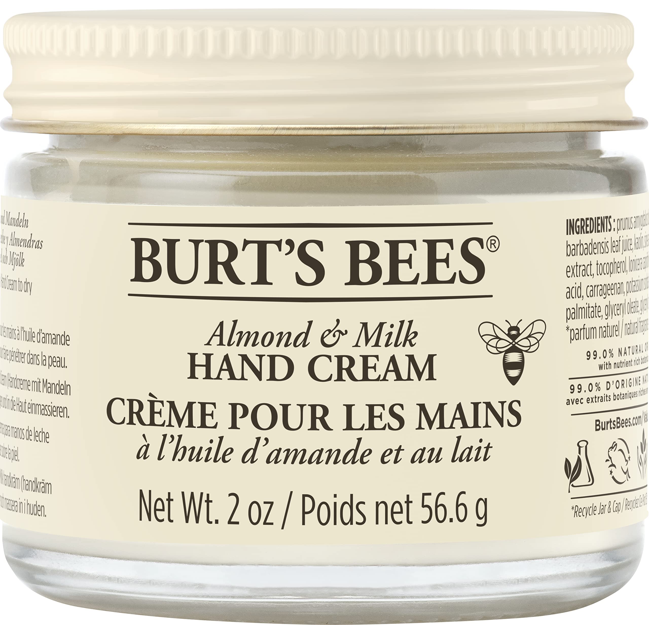 Burt's Bees Almond & Milk Hand Cream For Very Dry Hands, Hand Moisturiser With Sweet Almond Oil & Beeswax, 56.6g — image 1