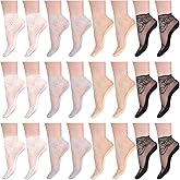 Geyoga 12 Pairs Lace Ankle Socks for Women Ruffle Socks Women Fishnet Ankle Socking for Halloween Accessories