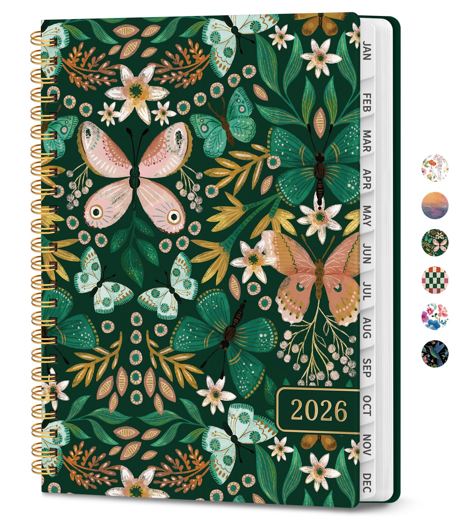 Photo 1 of 2026 Planner, Weekly and Monthly Calendar Planner for Women, Jan 2026 - Dec 2026, Hardcover Planning Agenda book with Tabs, Spiral Bound, Inner Pocket, Perfect for School Office Supplies, 6.3" x 8.5" - Butterfly
