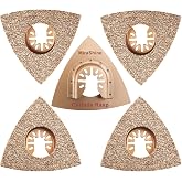 MiraShine 5pcs Oscillating Multitool Triangular Carbide Grit Rasp Blades, Tiangle Carbide Oscillating Sanding Pads For Sanding Grinding Rasping Concrete Masonry Grout Mortar Thinset Adhesives and Wood