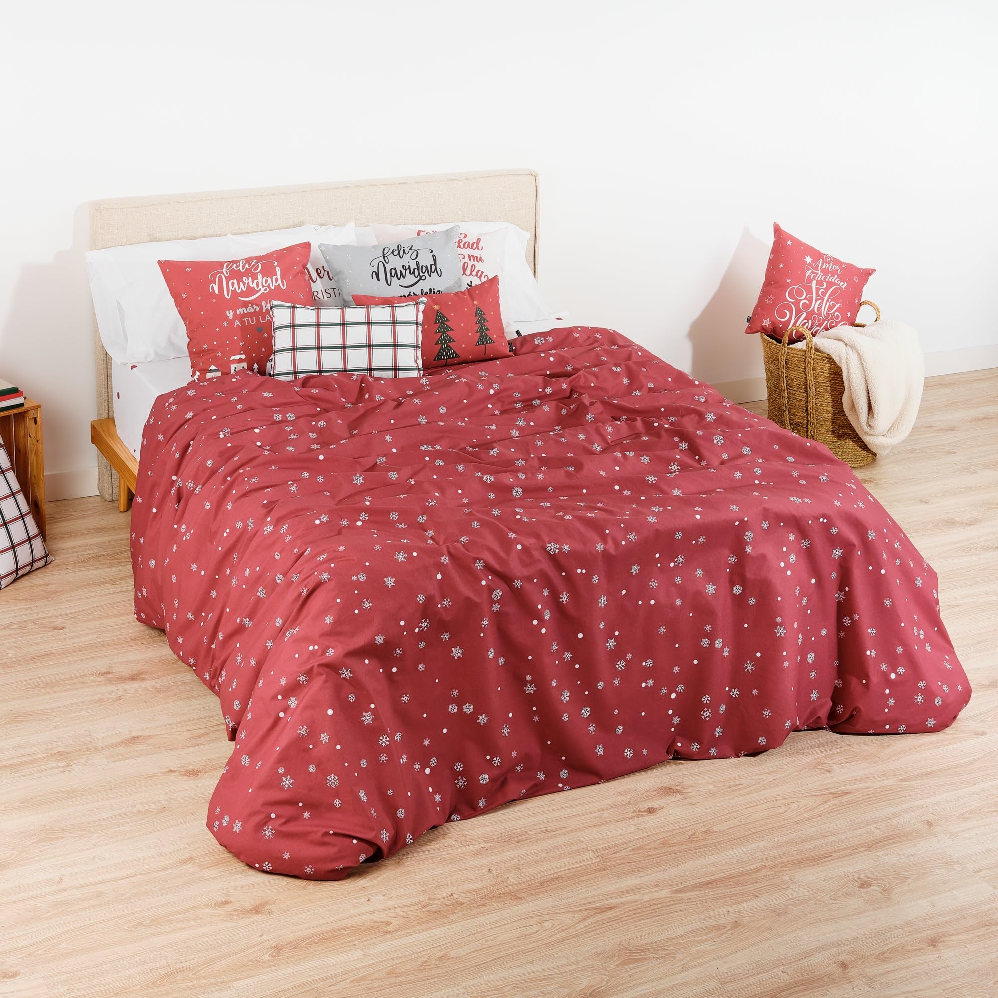 BELUM | Christmas Duvet Cover 50% Cotton - 50% Polyester, Duvet Cover with Buttons Laponia 9 (200 x 200)