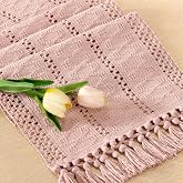 Boho Table Runner Fall Farmhouse Rustic Dining Dresser Scarf Home Decor | Tassel Kitchen Centerpiece Small Macrame Woven Cotton Linen Coffee Table Runner Holiday Party Decorations 12x36in Pink