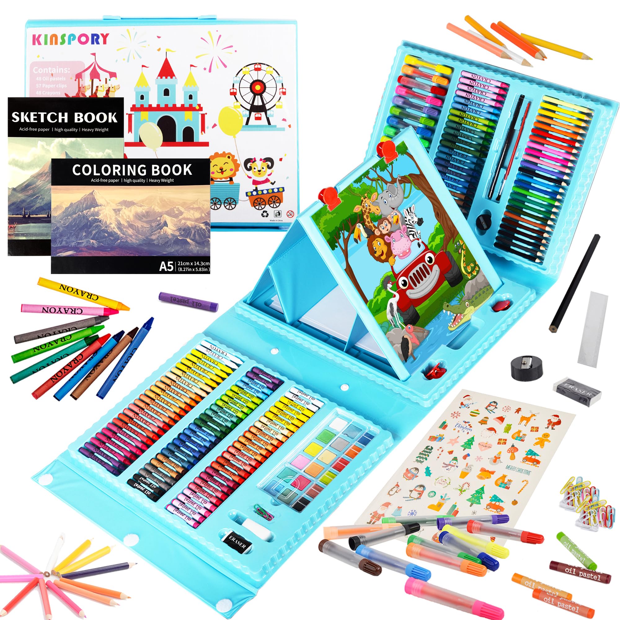 KINSPORY 290 PCS Art Set for Kids, Deluxe Coloring Drawing Art Supplies Case Gift for Teens Boys Girls 4 5 6 7 8 9 10 11 12