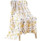 Honey Bee Throw Blankets: Bee Hive Honey Jars Soft Plush Accent for Sofa Couch Chair Bed Dorm or Travel