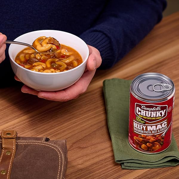 CAMPBELL’S CHUNKY BEEFY MAC SOUP, 18.8 OZ CAN