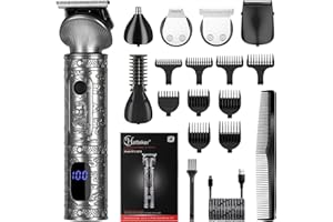 Hatteker Hair Cutting Trimmer Kit for Men, Professional Hair Clipper T-Blade Nose Trimmer Beard Hair Shaver Hair Cutting Body