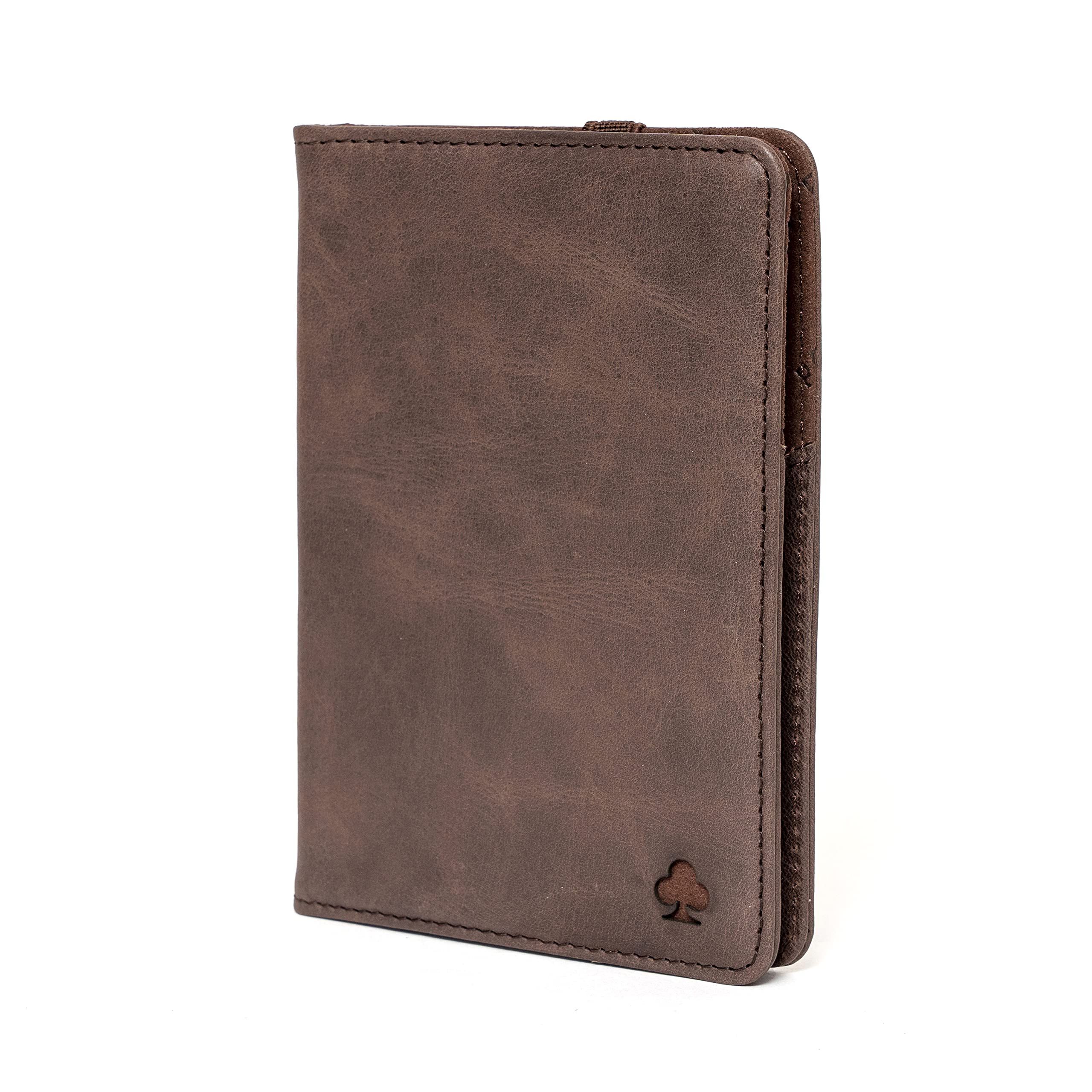 PORTER RILEY - Premium Leather Passport Holder/Case/Cover/Travel Wallet (Dark Brown)