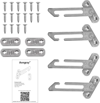 Aongray 2 Pairs Window Restrictors Locks 304 Stainless Steel UPVC 100mm Safety