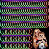 Wettarn 50 Pcs Halloween Glow Sticks 8" Bracelets Party Supplies, Green | Halloween Glow in The Dark Bracelets Orange Green Purple Light up Bracelet Party Favors Carnival Decorations
