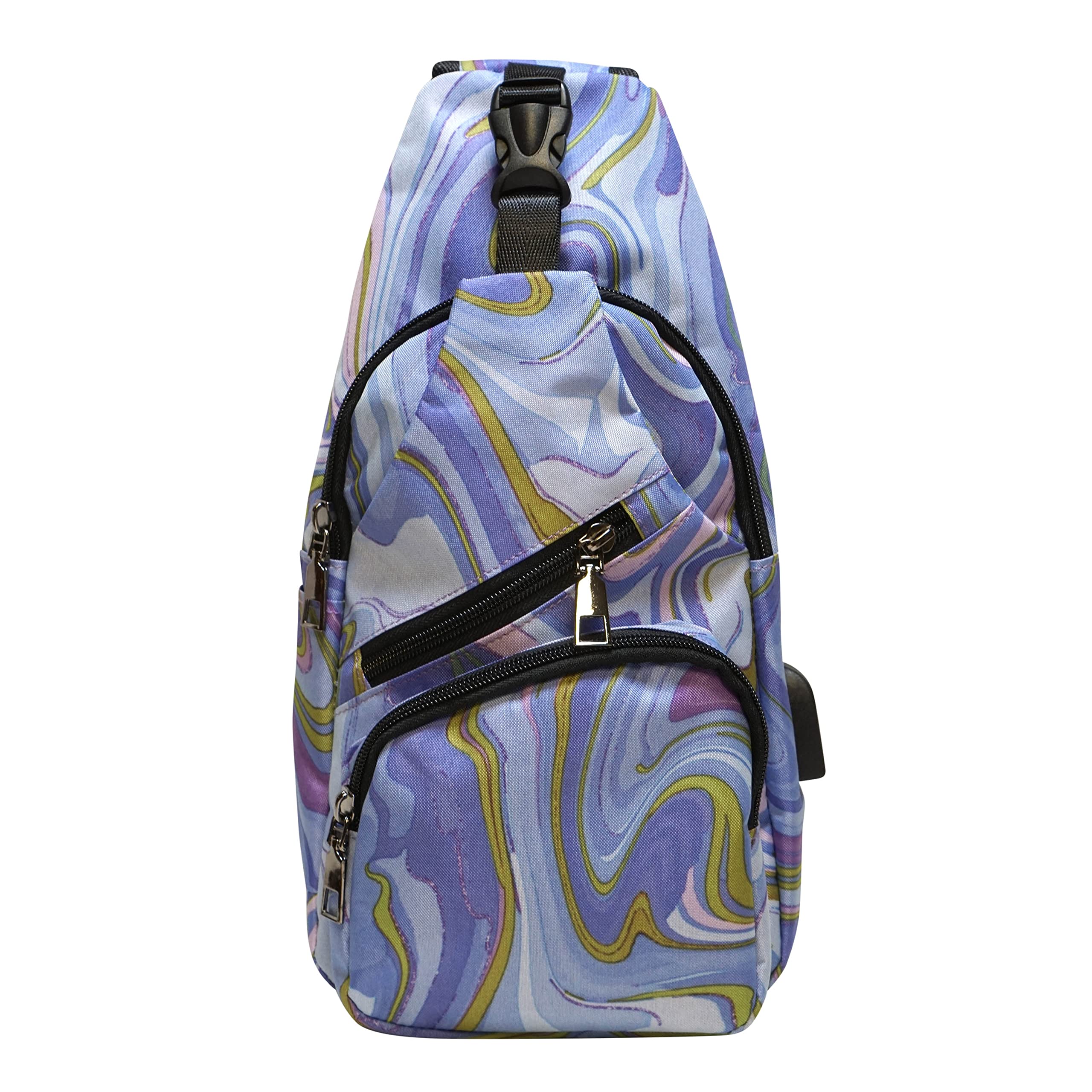 Nupouch Anti-Theft Daypack: Anti Theft Crossbody Bag, Lightweight for Travel, Hiking, or Everyday Pickpocket Protection, Large, Amethyst Swirl Image