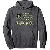 Vintage Army Wife With Camo American Flag For Veteran Gift Pullover Hoodie