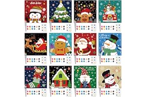 Ctosree 12 Pack Pre Drawn Canvas Kit for Painting Sip and Art Paint Kit for Adults Pre Painted Canvas Party Favors for DIY Holiday Party Date Night Gifts(Cute Xmas,8 x 8 Inch)