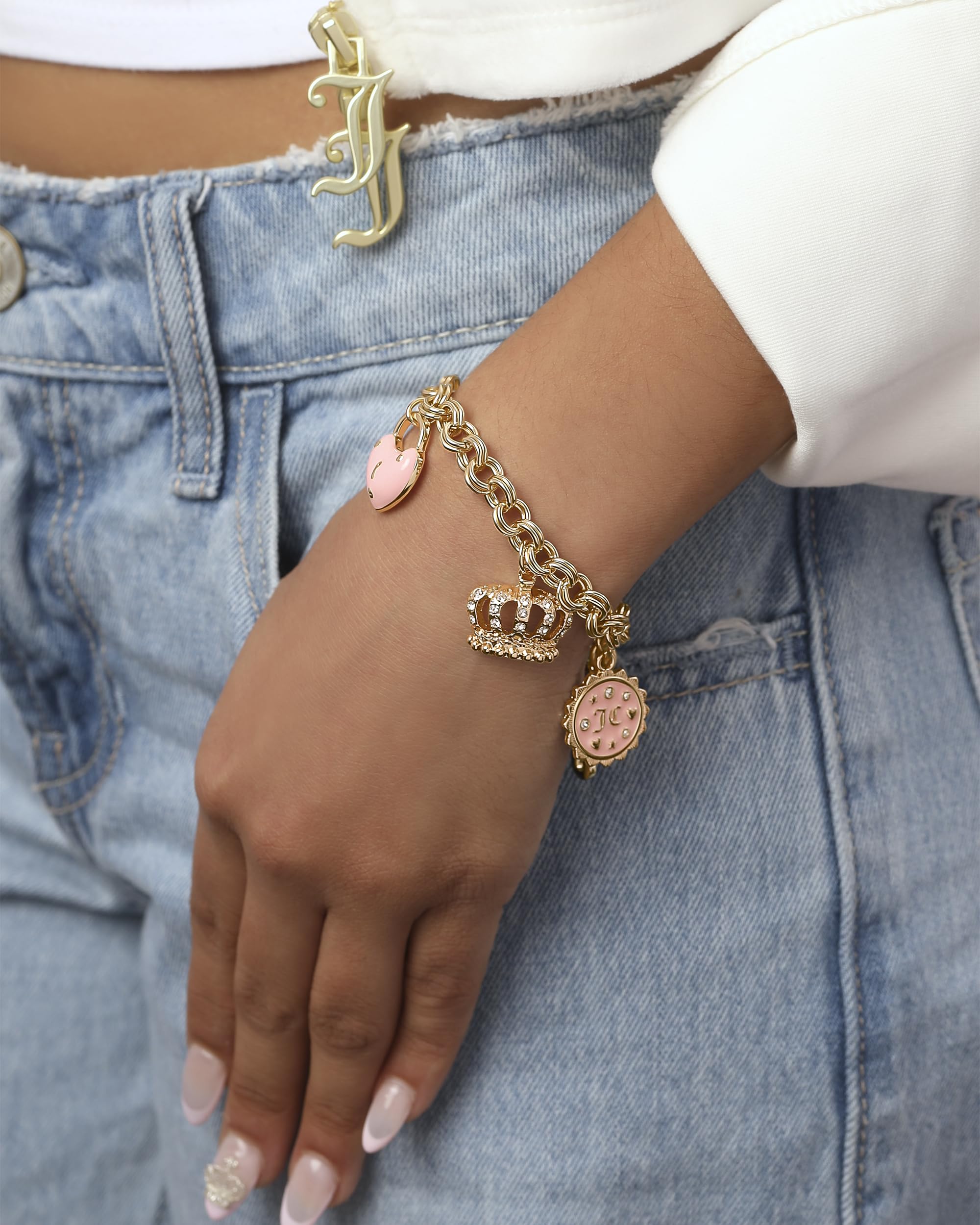 Juicy Couture Charms Bracelet with Clear Stones, 7.5