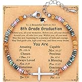 TONY & SANDY Graduation Gifts for Her 2026, Graduation Decorations Cross Bracelets for Women Girls Middle High School College Graduates, With Graduation Cap Box and Meaningful Cards