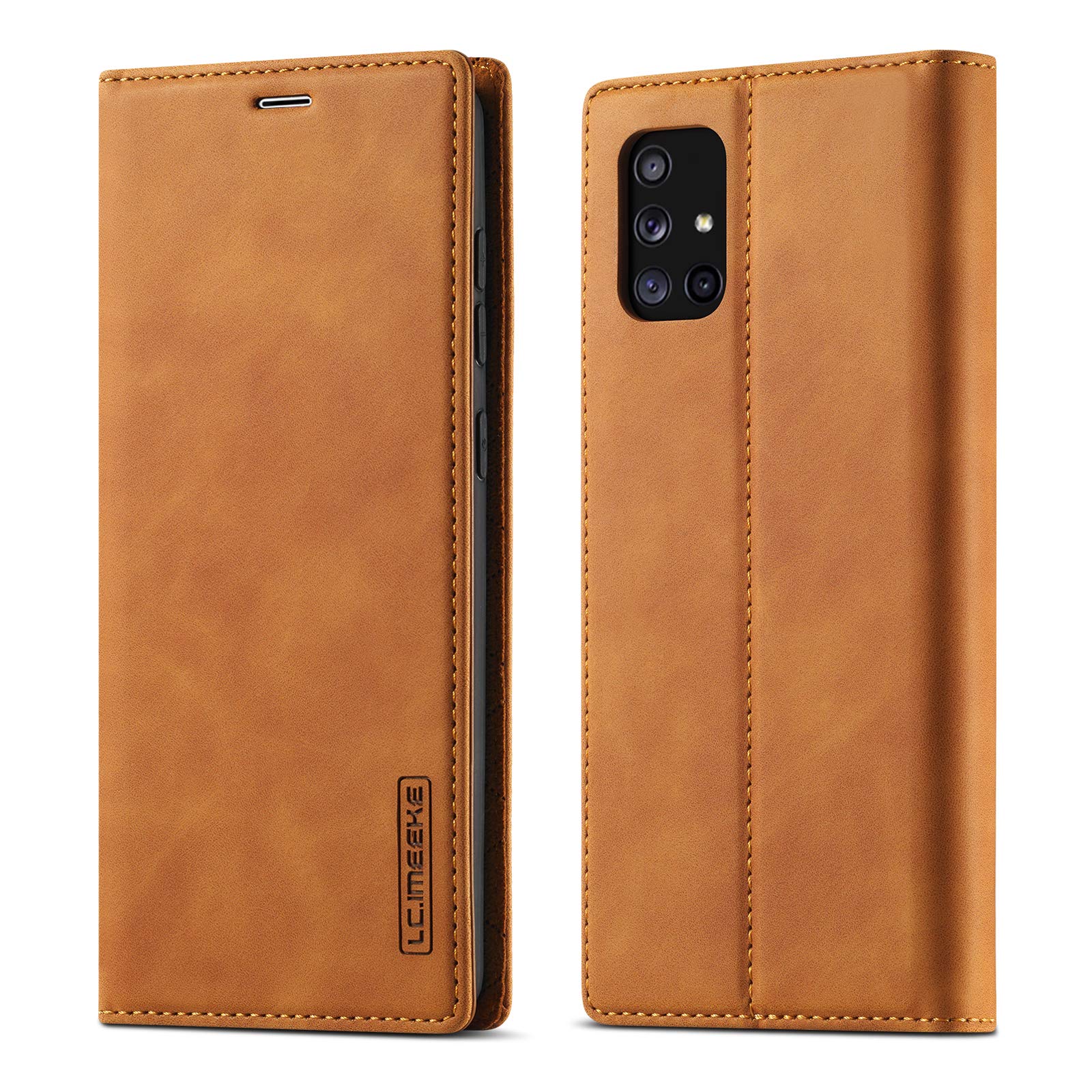 QLTYPRI Case for Samsung Galaxy A71, Vintage Matte Leather Wallet Case Card Slot Kickstand Magnetic Shockproof Flip Folio Book Case Cover for Samsung Galaxy A71 - Brown