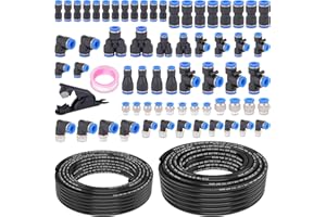 XaXmTee 68 Pcs DOT Air Line with Quick Connect Air Fittings Kit 2 Roll 50FT 1/4" and 3/8" DOT Air Lines Kit with 66 Pcs Push Lock Air Line Fittings Pneumatic Push to Connect Air Hose Fitting
