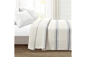 Lush Decor Comforter Farmhouse Stripe, King, Navy