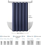Shower Curtain Navy Blue with Metal Hooks 152 x 182 cm Waffle Fabric view 6