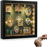YXESO DIY Mini Museum Silhouette Box with Custom Gift Box, 8.74 x 1.77 in | Shadow Box Frame Set, Museum of Us Box, 8 Gold Mini Picture Frames &amp; 8 People Figurines, for Valentine's Day Birthday Gifts