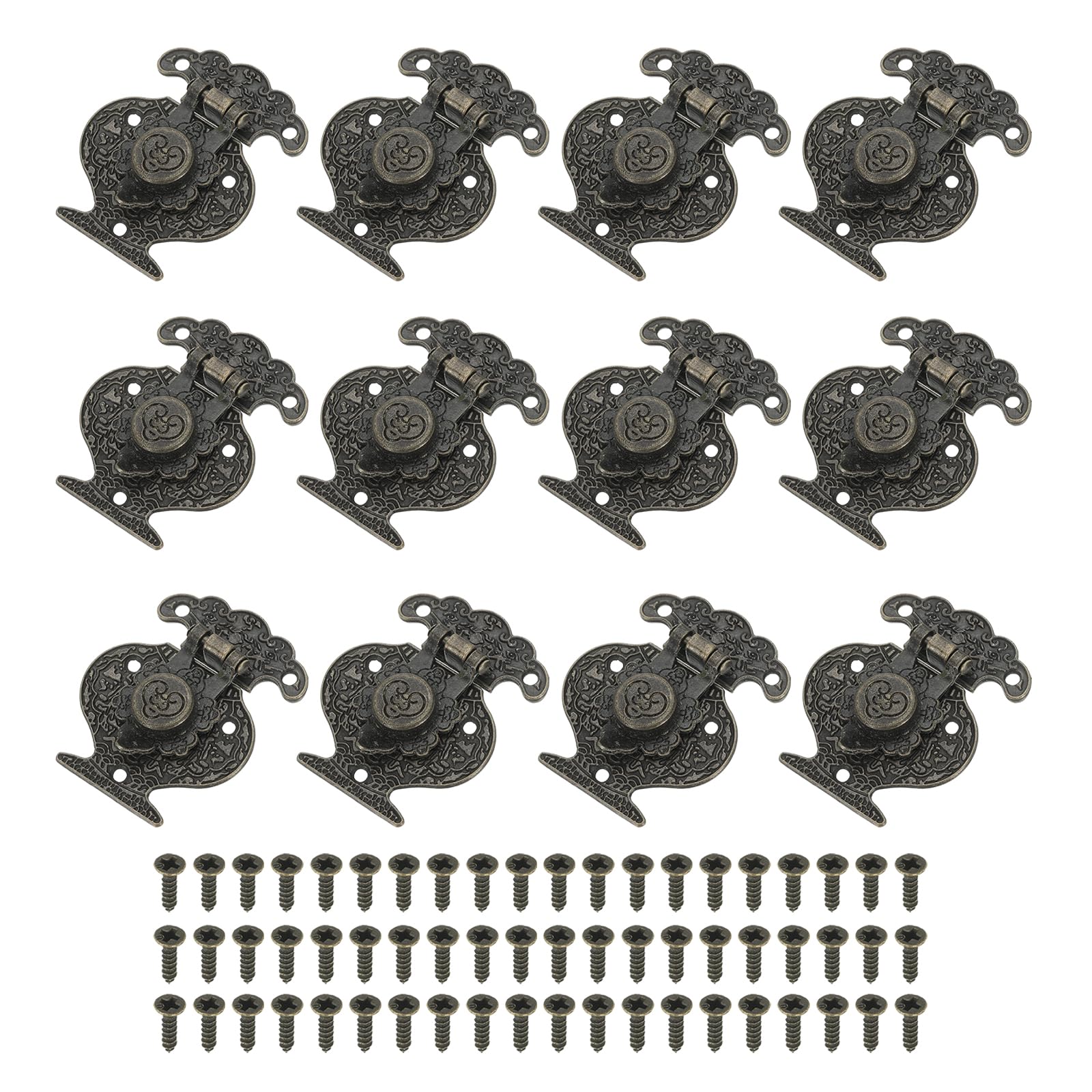 PATIKIL Toggle Catch Lock 2" x 1.6" 12 Pack Zinc Alloy Vintage Vase Hasp Latch Retro Style Clasp Latch for Wooden Jewellery Box Decoration Suitcase, Bronze