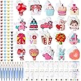 JellyArch 20 Set Valentine's Day DIY Painting Kit Ceramic to Paint Your Own Heart Bear Gnome Statues Unpainted Plaster Figurines Brushes Acrylic Paints Bags Party Favor for Adults