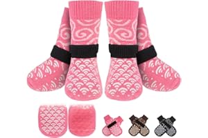 K9meme Anti Slip Dog Socks with Four Sides Grips for Hardwood Floors, Extra Traction Control No Twist - Dog Shoes Paw Protector for Hot Pavement to Prevent Licking Paws for Small Medium Large Dogs, L